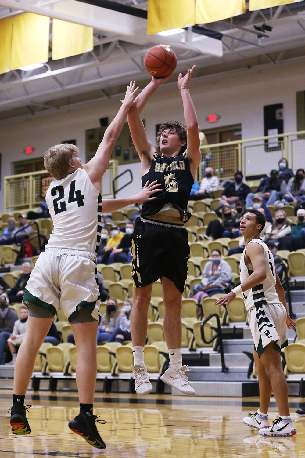 Hunter Stone jumps for a 2-point shot during the second quarter
